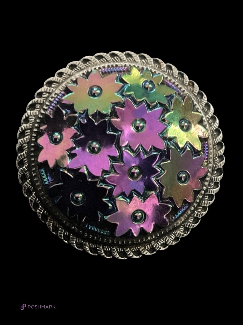 💖 Vintage Western Germany Iridescent Floral Scarf Clip 💖